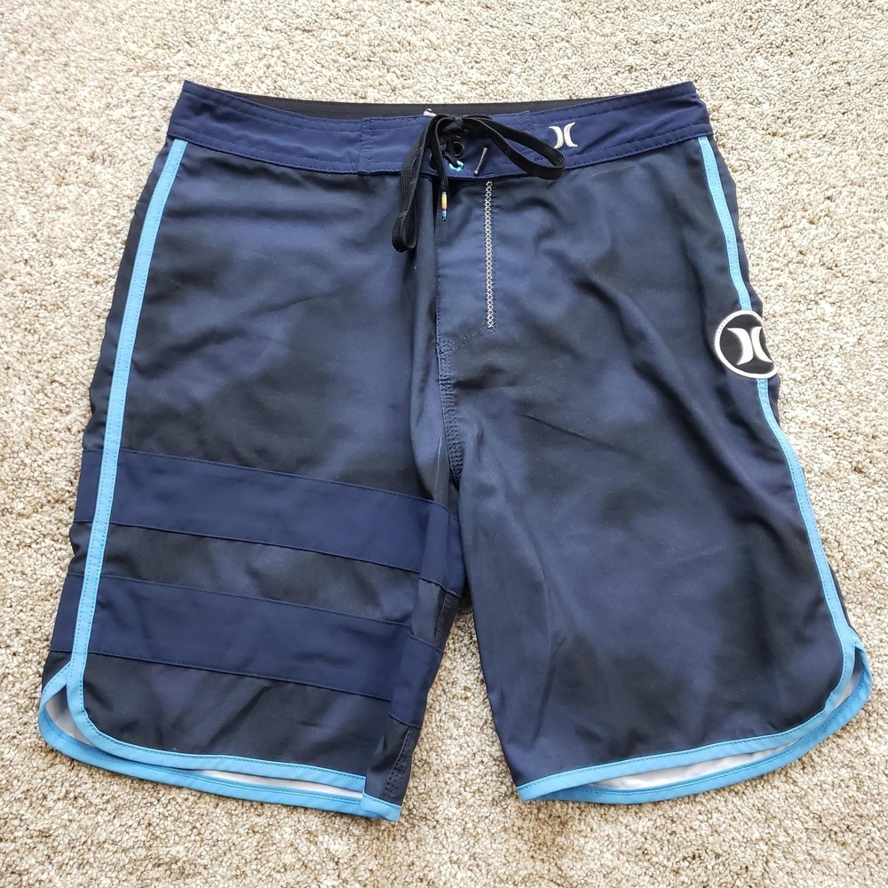 Hurley Phantom Board Shorts Mens 28 Blue Drawstring Back Pocket Surf Surfing A1